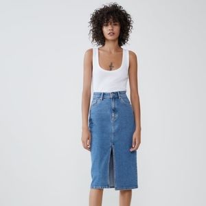 Zara Denim Midi Skirt
